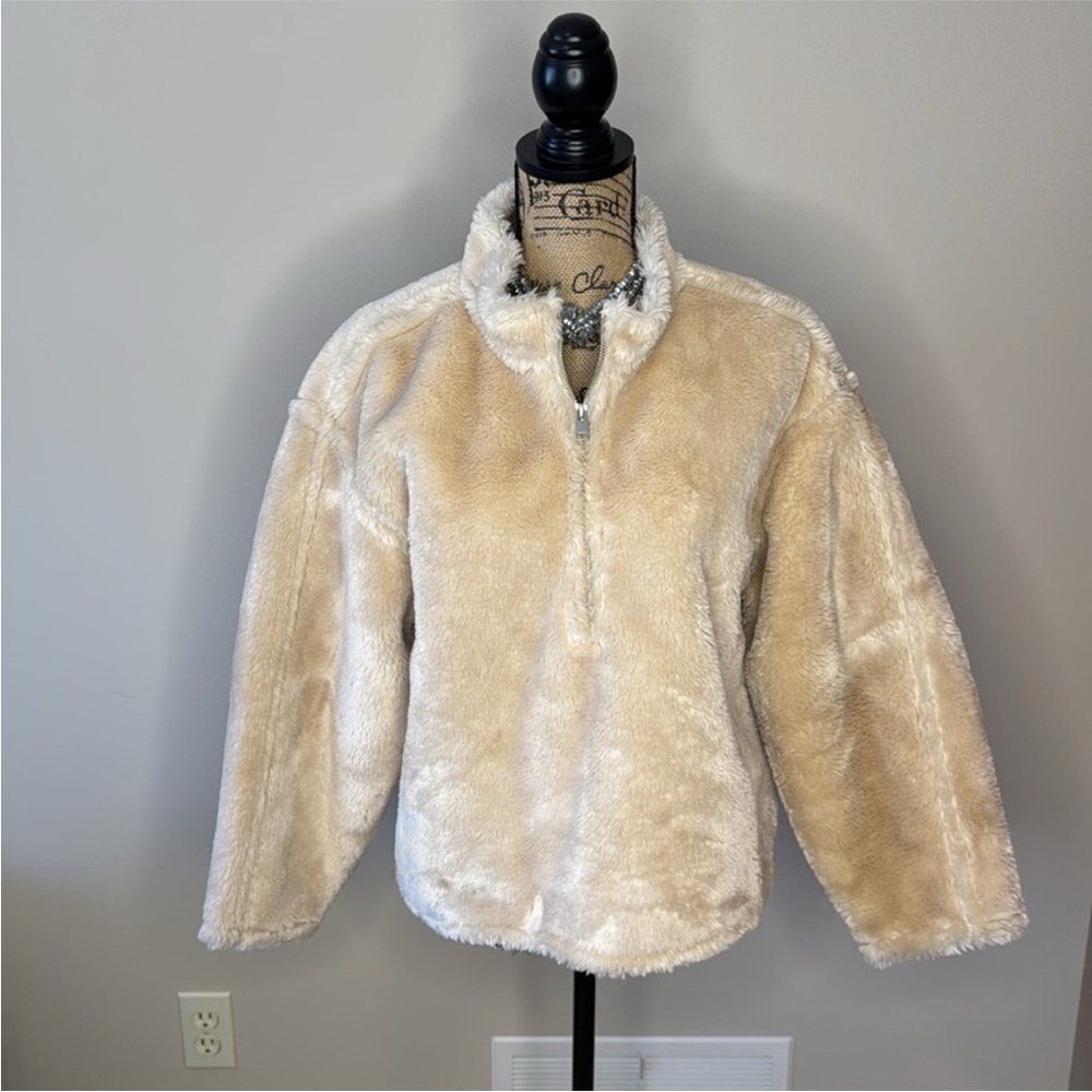 Jason Wu faux fur light beige half zip jacket - Picture 3 of 11